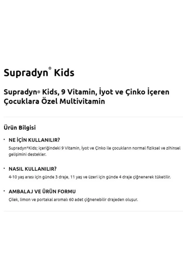 Supradyn Kids Multivitamin Ve Mineral Içeren Çiğnenebilir 60 Tablet 2 Adet - 4