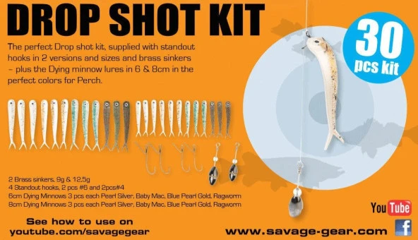 Savage gear Dying Minnow Drop Shot Pro Pack Kit 30 Adet NL Suni yem