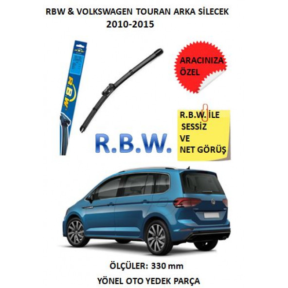 RBW Volkswagen Touran Arka Silecek(2010-2015) Aracınıza Özel Muz Tip Adaptörlü Silecek