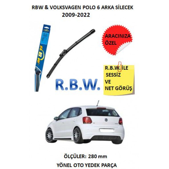 RBW Volkswagen Golf 6 Arka Silecek(2009-2022) Aracınıza Özel Muz Tip Adaptörlü Silecek