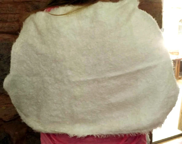 Mandaş Style El Dokuma Angora Bayan Şalı-Beyaz - 2