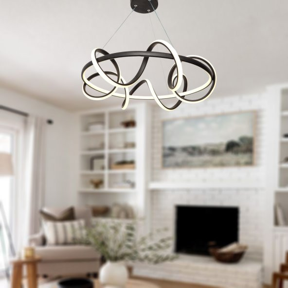 TT Aydınlatma TT314-SY  Büyük Sarmal Modeli Mat Siyah Led Avize