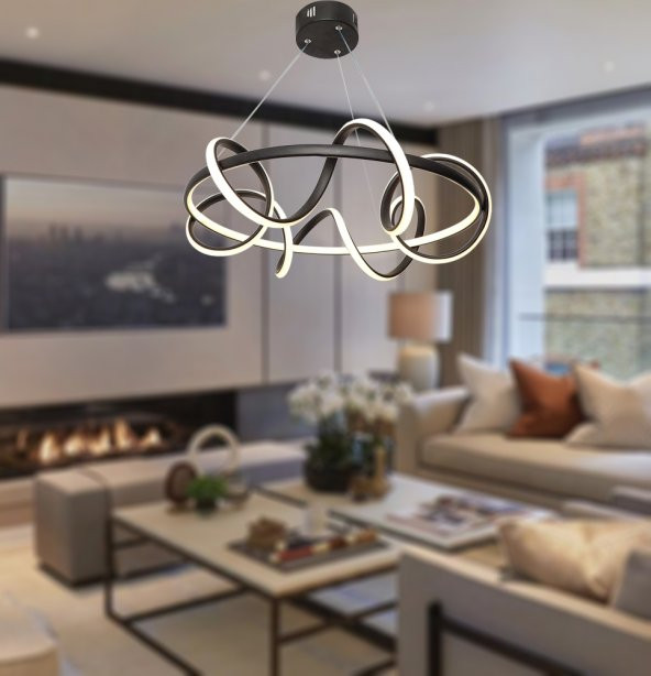 TT Aydınlatma TT314-SY  Büyük Sarmal Modeli Mat Siyah Led Avize - 2