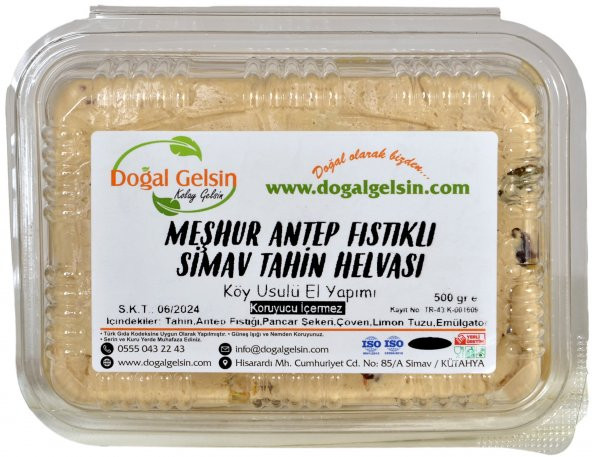 Doğal Gelsin Meşhur Antep Fıstıklı Simav Tahin Helvası - 500 gr