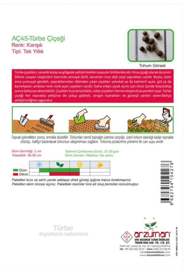 Türbe Çiçeği (ımpatiens Balsamina) Çiçek Tohumu 30 Adet - 2