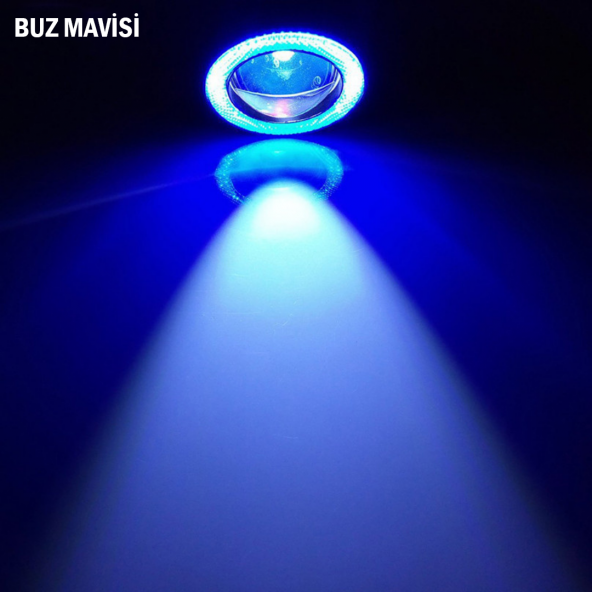 Ford Focus 2,5 Uyumlu, Universal Mercekli Led Angel Sis Farı, 76mm Buz Mavi Renk - 4