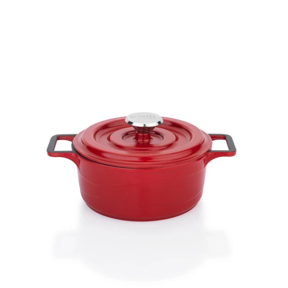 Schafer Pro Cast Mini Döküm Tencere Seti 5 Parça-Kırmızı - 4