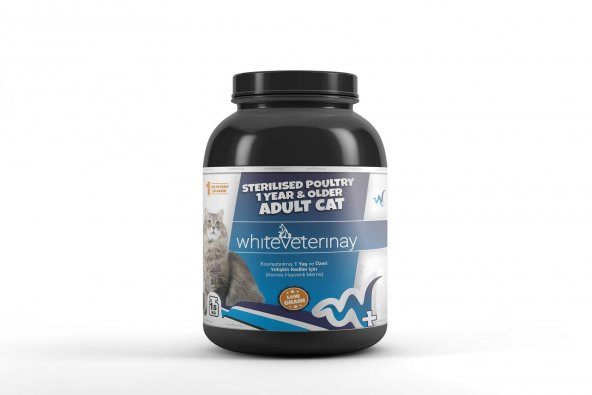 WhiteVeterinay Az Tahıllı Kısırlaştırlmış Kümes Hayvanlı Kedi Maması 1,5 KG