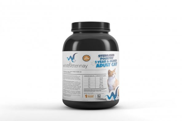 WhiteVeterinay Az Tahıllı Kısırlaştırlmış Kümes Hayvanlı Kedi Maması 1,5 KG - 2