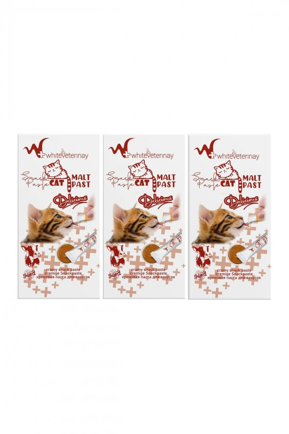 WhiteVeterinay Creamy Biftekli Sıvı Kedi Ödülü 4x15 Gr - 3 ADET