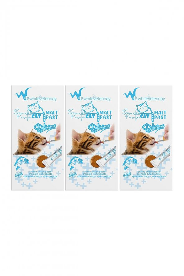 WhiteVeterinay Creamy Balıklı Sıvı Kedi Ödülü 4x15 Gr - 3 ADET
