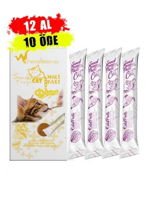 WhiteVeterinay Cat Cream Chicken Snack Paste 4x15 Gr ( Kediler için Tavuklu Sıvı Ödül Maması ) - 12 ADET