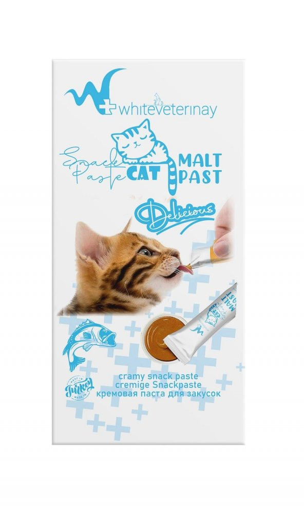 WhiteVeterinay Cat Cream Fish Snack Paste 4x15 Gr ( Kediler için Balıklı Sıvı Ödül Maması ) - 3