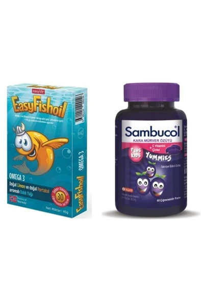 Easyfishoil Omega 3 30 Tablet + Sambucol Plus Kids Yummies 60 Tablet -İkili Avantajlı Set
