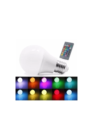 Home Uzaktan Kumandalı Renk Değiştiren Ampul Rgb 9w Beyaz Dahil 16 Renkli - 4