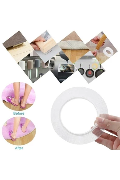 Süper Güçlü Çivisiz Montaj Band - 2 Metre Uzunluk 18mm En Çift Taraflı Akrilik Bant ( 1 Adet ) - 4