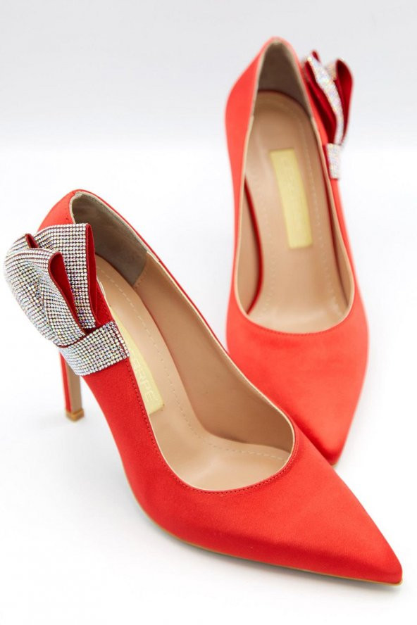 Kadın Taş Kurdele Detaylı Stiletto - 6