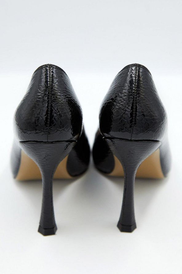 Kadın Desenli Rugan Gold Detaylı Stiletto - 4