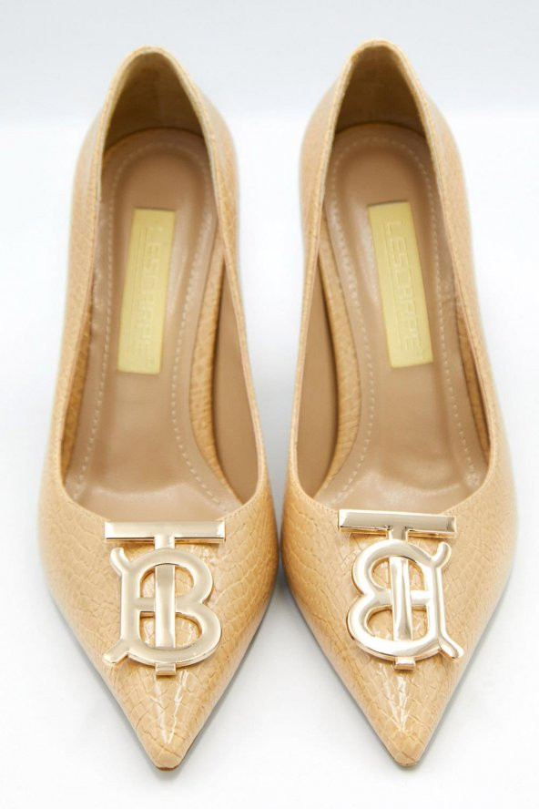 Kadın Desenli Rugan Gold Detaylı Stiletto - 7