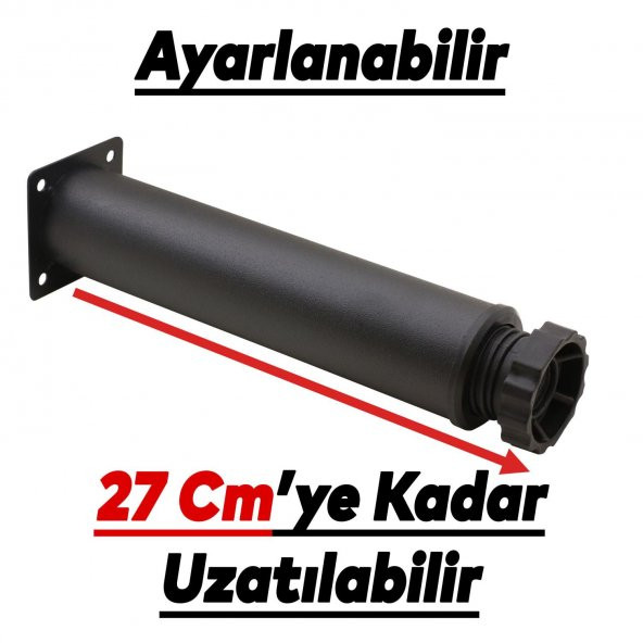 Mobilya Kanepe Baza Koltuk Metal Destek Ayağı Ayarlanabilir Siyah Ayak 25 cm - 2