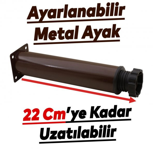 Mobilya Kanepe Baza Koltuk Metal Destek Ayağı Ayarlanabilir Kahverengi Ayak 20 cm - Resim 4