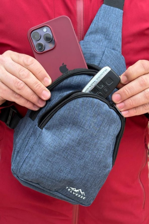 Burgos Unisex 3 Bölmeli Su Geçirmez Çapraz Askılı Bel Omuz Çanta Göğüs Günlük Bodybag M1 Mavi - 3