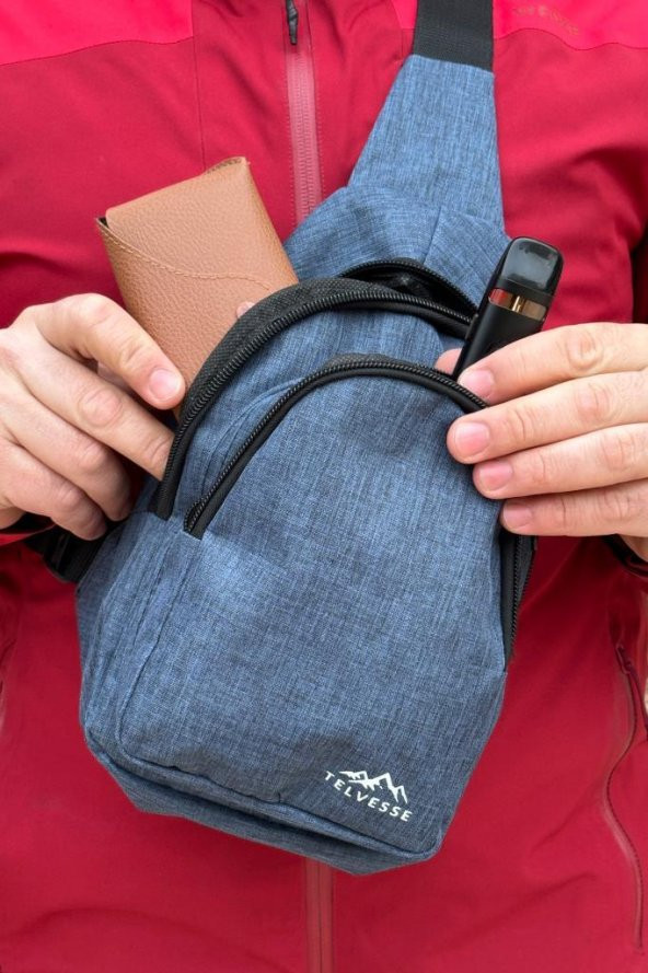 Burgos Unisex 3 Bölmeli Su Geçirmez Çapraz Askılı Bel Omuz Çanta Göğüs Günlük Bodybag M1 Mavi - 4