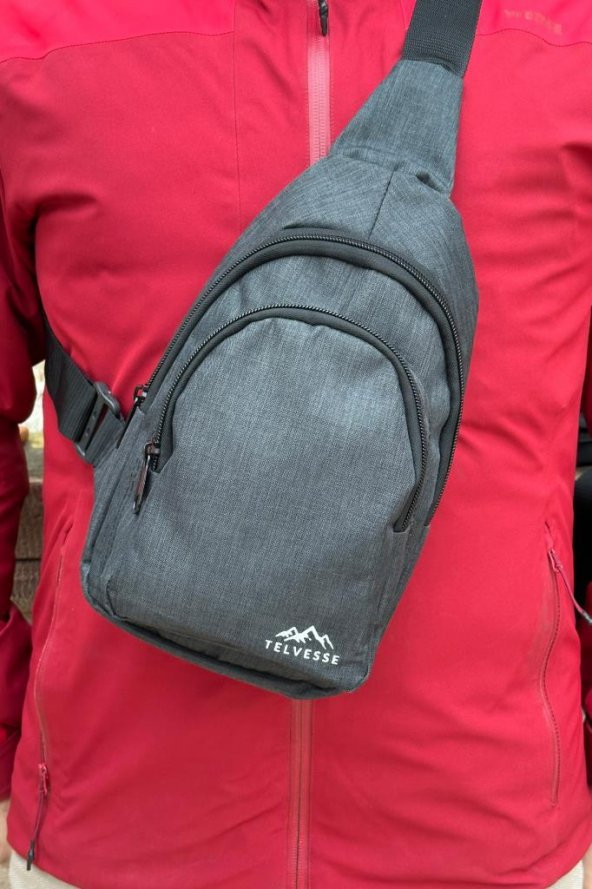 Burgos Unisex 3 Bölmeli Su Geçirmez Çapraz Askılı Bel Omuz Çanta Göğüs Günlük Bodybag M1 Füme - 6