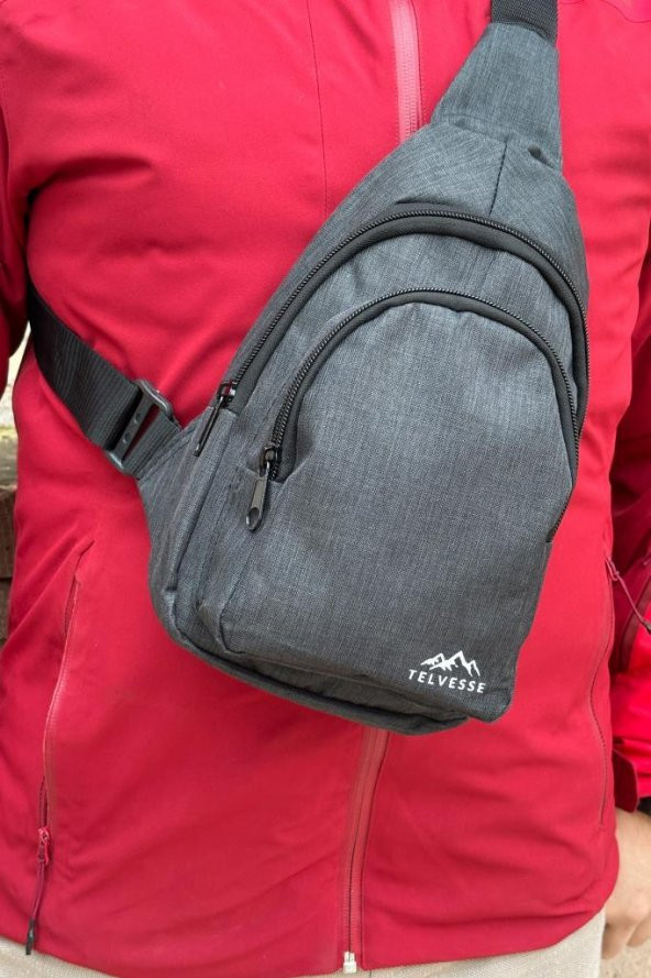 Burgos Unisex 3 Bölmeli Su Geçirmez Çapraz Askılı Bel Omuz Çanta Göğüs Günlük Bodybag M1 Füme - 7