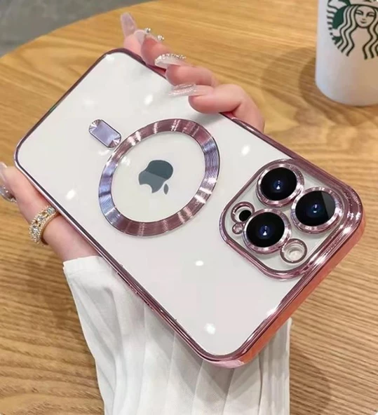 iPhone 12 Pro Max Kılıf Kamera Korumalı Magsafe Parlak Luxury - Resim 8