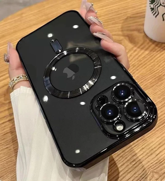 iPhone 12 Pro Max Kılıf Kamera Korumalı Magsafe Parlak Luxury - Resim 9