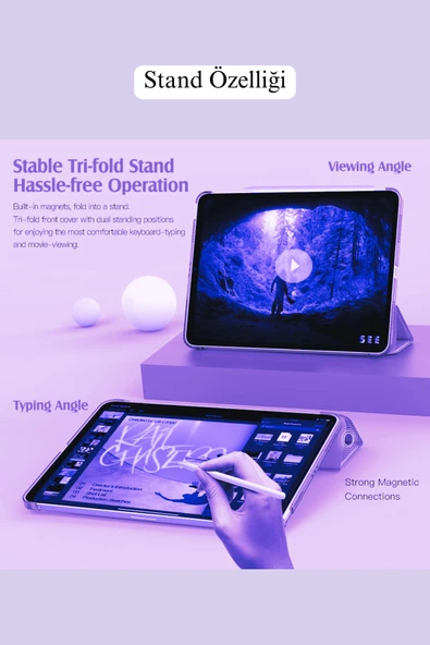 iPad 10.9 inç 10.Nesil Fuchsia Smart Cover  Akıllı Tablet Kılıfı - Resim 11