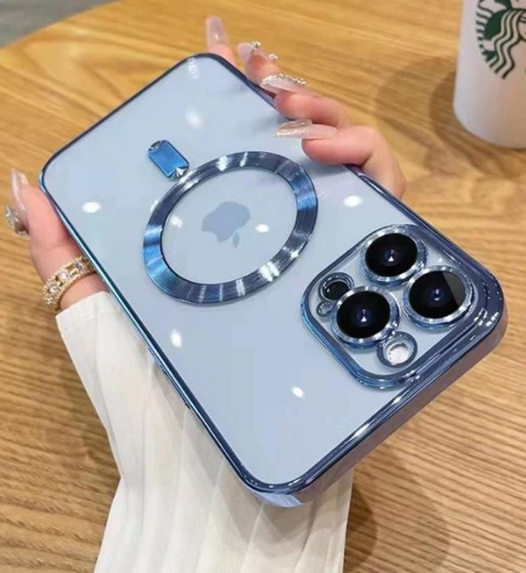 iPhone 11 Pro Max Kılıf Kamera Korumalı Magsafe Parlak Luxury - 7