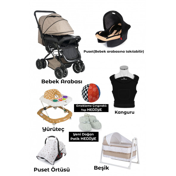 Jimmy Baby Travel Sistem Bebek Arabası Bebek Kanguru Bebek Puset Ana Kucağı Örtüsü Yürüteç Beşik - 3