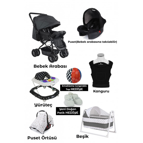 Jimmy Baby Travel Sistem Bebek Arabası Bebek Kanguru Bebek Puset Ana Kucağı Örtüsü Yürüteç Beşik - 4