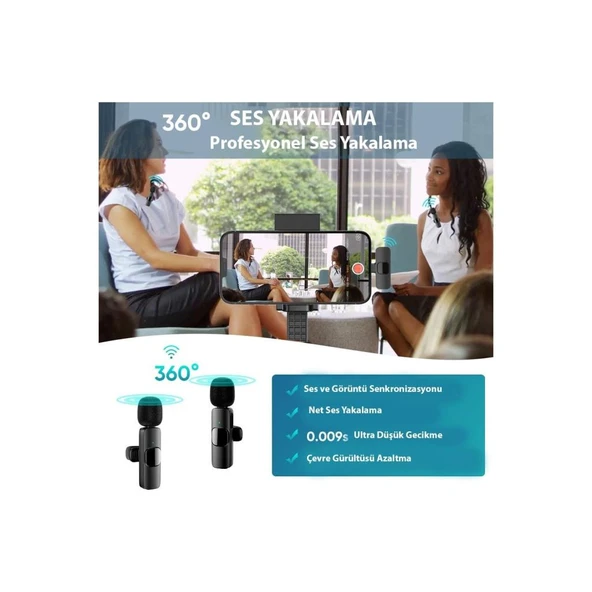 Daytona K9-L2 Kablosuz lightning 2'li yaka mikrofonu - Resim 4