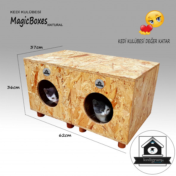 Kedi Evi - Kedi Kulübesi Magıcboxes 2'li Natural - Resim 3