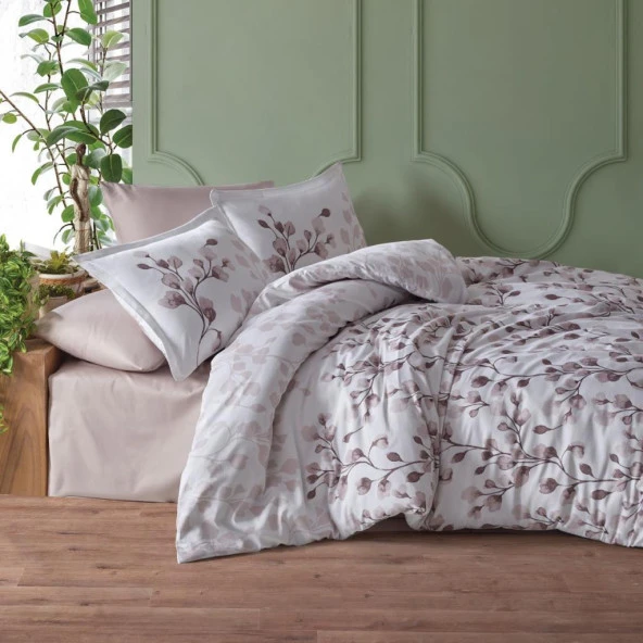 Clasy Pamuk Saten Çift Kişilik Nevresim Takımı Puha v2 Vizon - 2