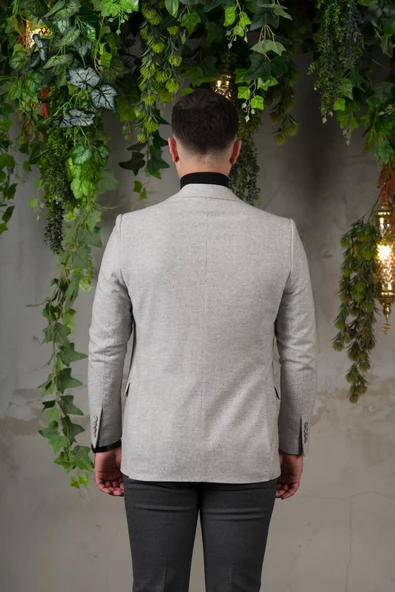 SİR YÜNLÜ MONO YAKA KAŞMİR ÇİFT YIRTMAÇ 6 DROP KIŞLIK ERKEK TEK CEKET SR67502 - 7