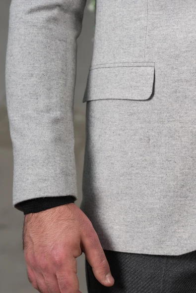 SİR YÜNLÜ MONO YAKA KAŞMİR ÇİFT YIRTMAÇ 6 DROP KIŞLIK ERKEK TEK CEKET SR67502 - 6