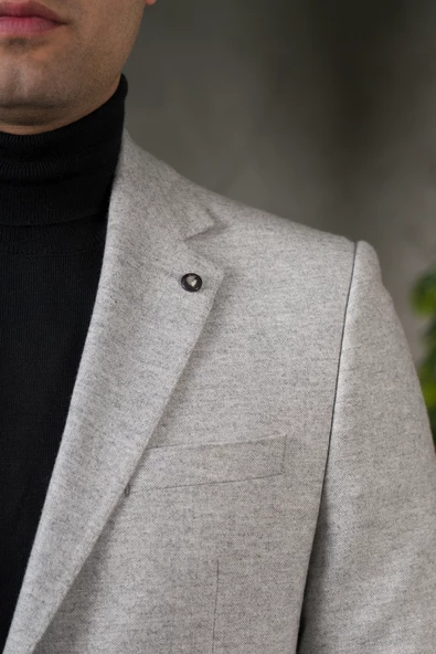 SİR YÜNLÜ MONO YAKA KAŞMİR ÇİFT YIRTMAÇ 6 DROP KIŞLIK ERKEK TEK CEKET SR67502 - 5