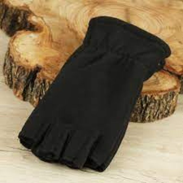 siyah kesik polar eldiven unisex - 2