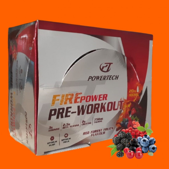 Powertech FirePower Pre-Workout 20 Shot 100 Ml 2 HEDİYE