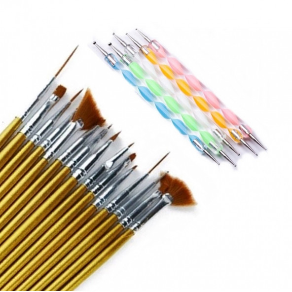 Ecoform 20 Parça Nail Art Tırnak Süsleme Desen Fırça ve Dot Kalem Seti - 5