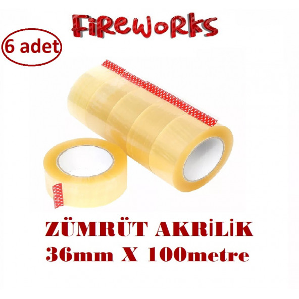 Fireworks Zümrüt 36mm X 100 Metre 6 Adet Koli Bandı