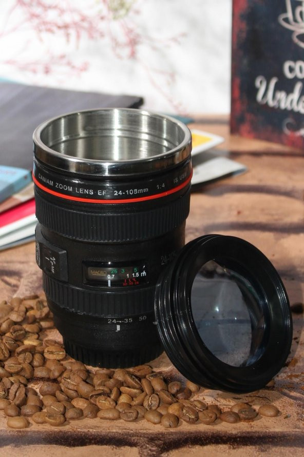 Lens Objektif Görünümlü Termos Kupa Bardak 300 Ml