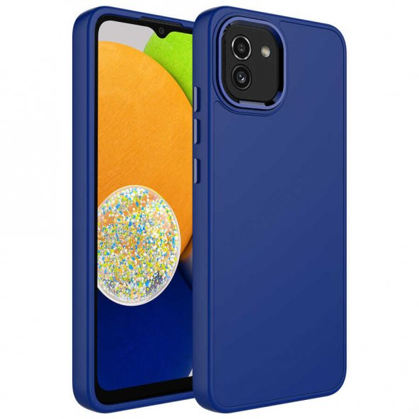 Galaxy A03 Kılıf Metal Çerçeve ve Buton Tasarımlı Silikon Zore Luna Kapak - 6