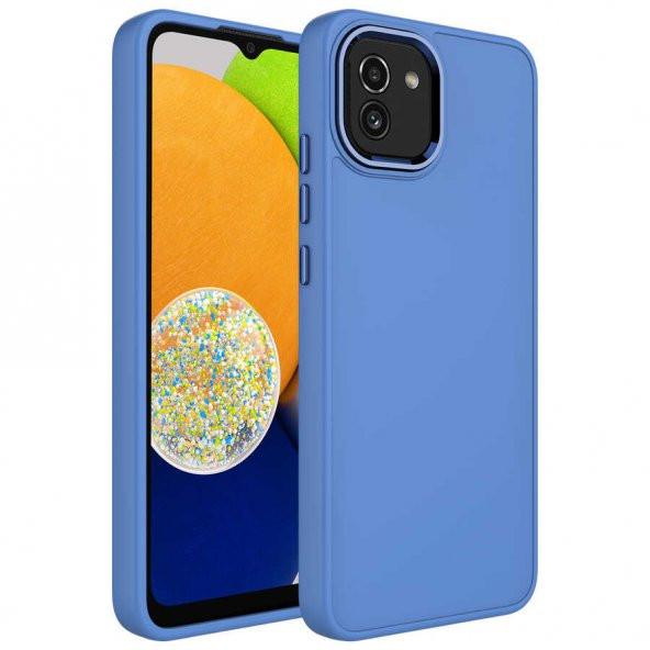Galaxy A03 Kılıf Metal Çerçeve ve Buton Tasarımlı Silikon Zore Luna Kapak - 8