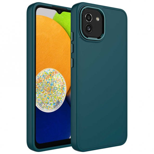 Galaxy A03 Kılıf Metal Çerçeve ve Buton Tasarımlı Silikon Zore Luna Kapak - 7