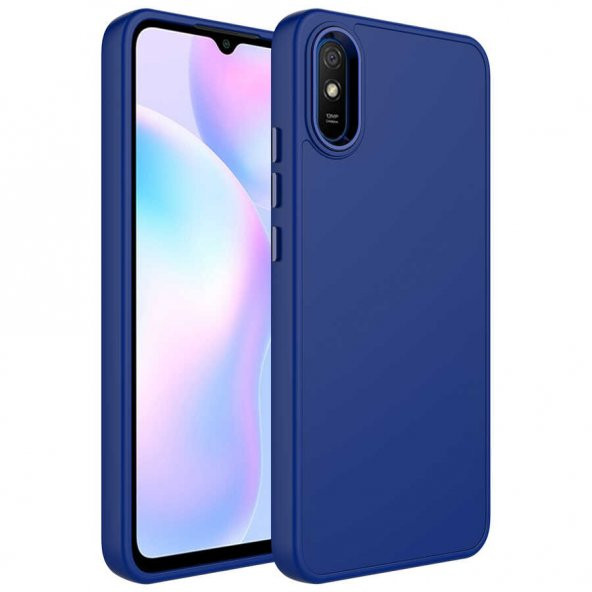 Xiaomi Redmi 9A Kılıf Metal Çerçeve ve Buton Tasarımlı Silikon Zore Luna Kapak - 6